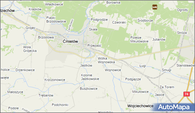 mapa Wólka Wojnowska, Wólka Wojnowska na mapie Targeo
