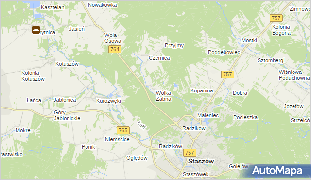 mapa Wólka Żabna, Wólka Żabna na mapie Targeo