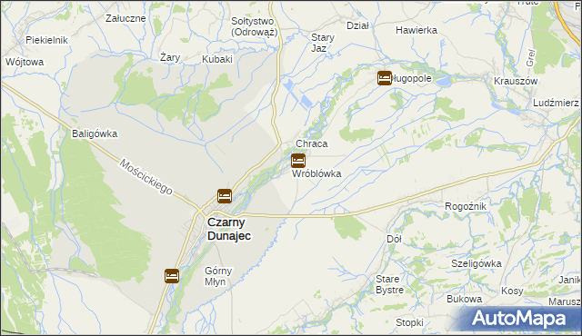 mapa Wróblówka gmina Czarny Dunajec, Wróblówka gmina Czarny Dunajec na mapie Targeo