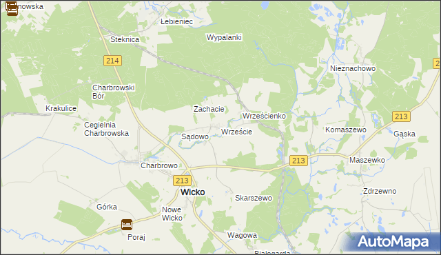 mapa Wrzeście gmina Wicko, Wrzeście gmina Wicko na mapie Targeo