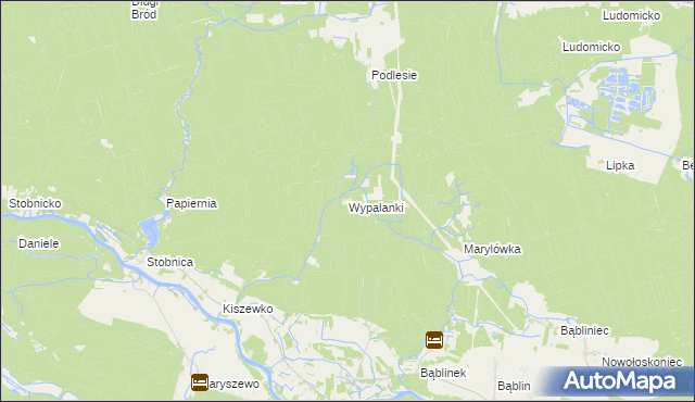 mapa Wypalanki gmina Oborniki, Wypalanki gmina Oborniki na mapie Targeo