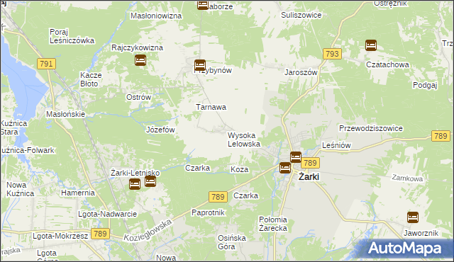 mapa Wysoka Lelowska, Wysoka Lelowska na mapie Targeo