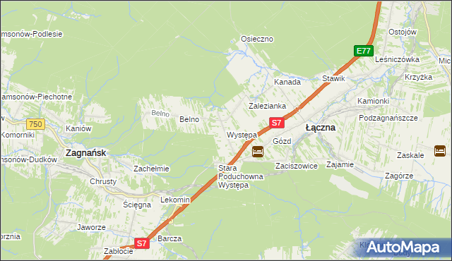 mapa Występa, Występa na mapie Targeo