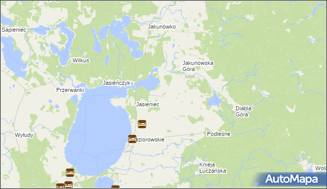 mapa Żabinka gmina Kruklanki, Żabinka gmina Kruklanki na mapie Targeo