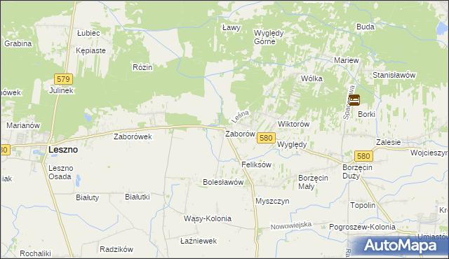 mapa Zaborów gmina Leszno, Zaborów gmina Leszno na mapie Targeo