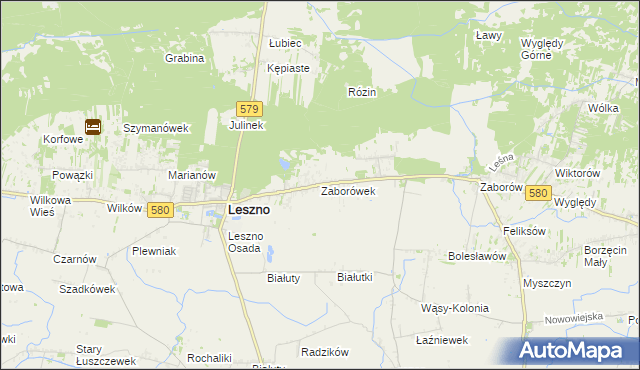 mapa Zaborówek gmina Leszno, Zaborówek gmina Leszno na mapie Targeo