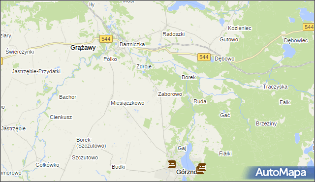 mapa Zaborowo gmina Górzno, Zaborowo gmina Górzno na mapie Targeo