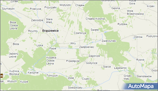 mapa Zadębieniec, Zadębieniec na mapie Targeo