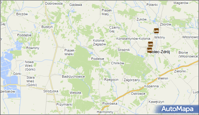 mapa Zagajów gmina Solec-Zdrój, Zagajów gmina Solec-Zdrój na mapie Targeo