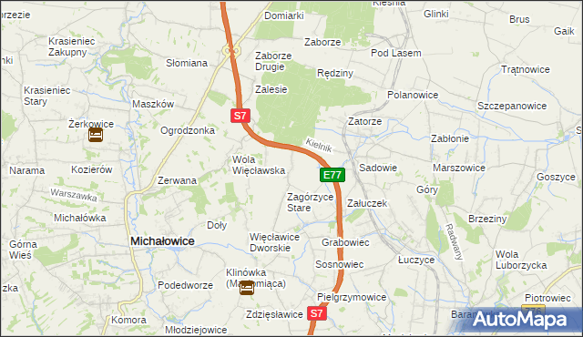 mapa Zagórzyce Dworskie, Zagórzyce Dworskie na mapie Targeo