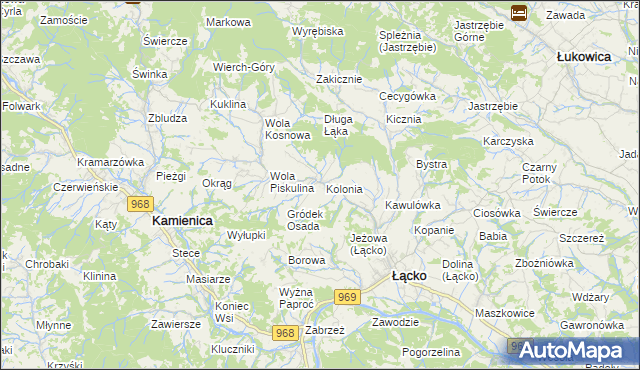 mapa Zagorzyn gmina Łącko, Zagorzyn gmina Łącko na mapie Targeo