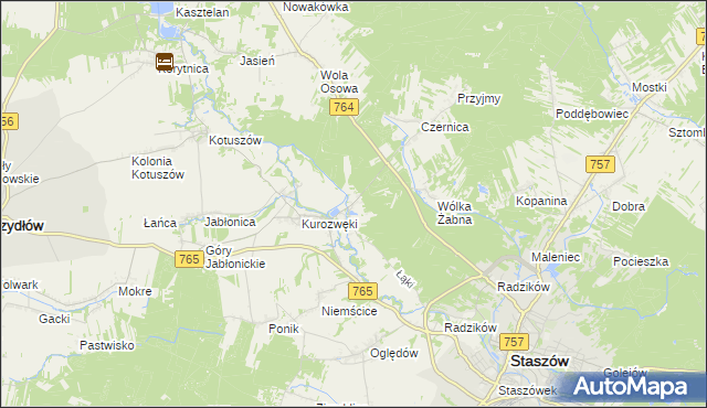 mapa Zagrody gmina Staszów, Zagrody gmina Staszów na mapie Targeo