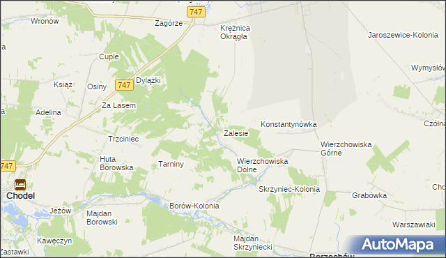 mapa Zalesie gmina Bełżyce, Zalesie gmina Bełżyce na mapie Targeo