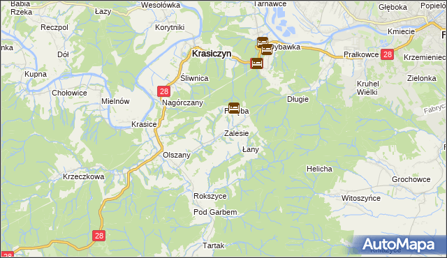 mapa Zalesie gmina Krasiczyn, Zalesie gmina Krasiczyn na mapie Targeo