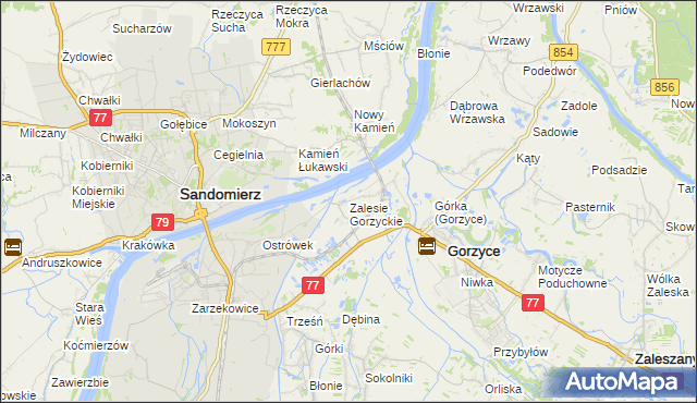 mapa Zalesie Gorzyckie, Zalesie Gorzyckie na mapie Targeo