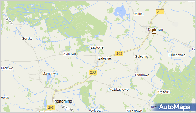 mapa Zaleskie gmina Ustka, Zaleskie gmina Ustka na mapie Targeo