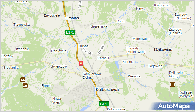 mapa Zarębki gmina Kolbuszowa, Zarębki gmina Kolbuszowa na mapie Targeo