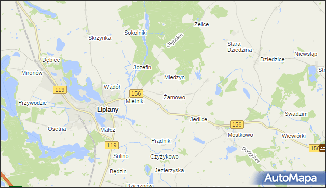 mapa Żarnowo gmina Lipiany, Żarnowo gmina Lipiany na mapie Targeo