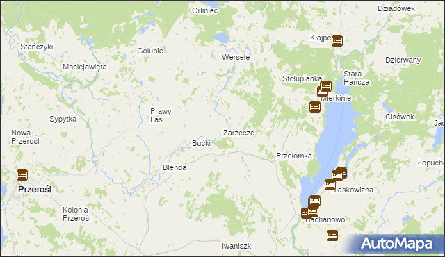mapa Zarzecze gmina Przerośl, Zarzecze gmina Przerośl na mapie Targeo
