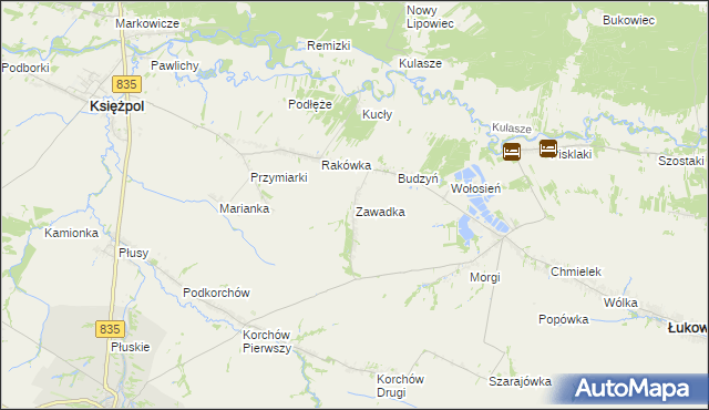 mapa Zawadka gmina Księżpol, Zawadka gmina Księżpol na mapie Targeo