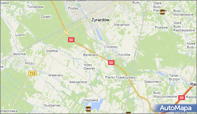 mapa Zazdrość gmina Radziejowice, Zazdrość gmina Radziejowice na mapie Targeo
