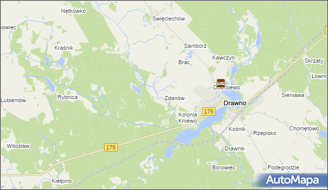 mapa Zdanów gmina Drawno, Zdanów gmina Drawno na mapie Targeo