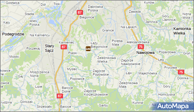 mapa Żeleźnikowa Wielka, Żeleźnikowa Wielka na mapie Targeo