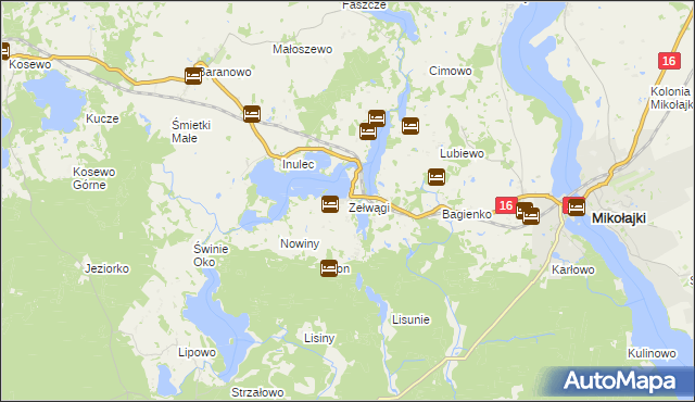 mapa Zełwągi, Zełwągi na mapie Targeo