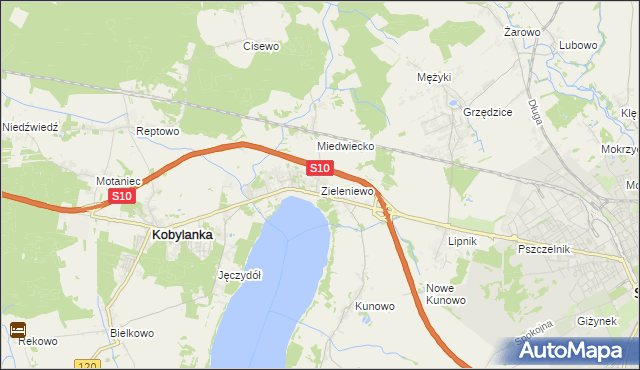 mapa Zieleniewo gmina Kobylanka, Zieleniewo gmina Kobylanka na mapie Targeo