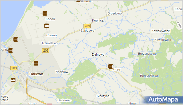 mapa Zielnowo gmina Darłowo, Zielnowo gmina Darłowo na mapie Targeo