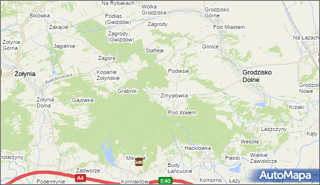 mapa Zmysłówka gmina Grodzisko Dolne, Zmysłówka gmina Grodzisko Dolne na mapie Targeo