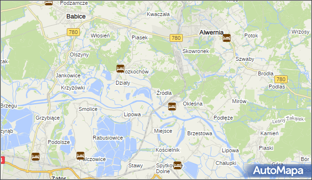 mapa Źródła gmina Alwernia, Źródła gmina Alwernia na mapie Targeo