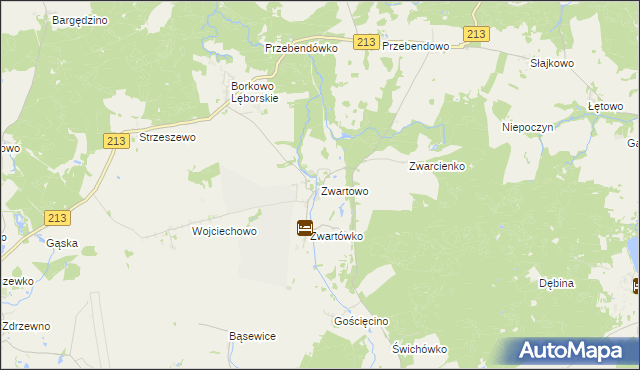 mapa Zwartowo gmina Choczewo, Zwartowo gmina Choczewo na mapie Targeo