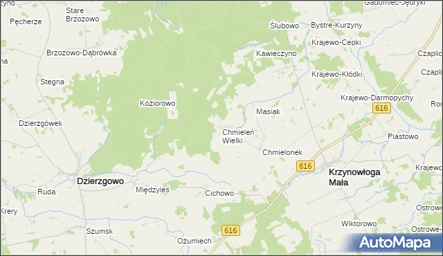 mapa Chmieleń Wielki, Chmieleń Wielki na mapie Targeo