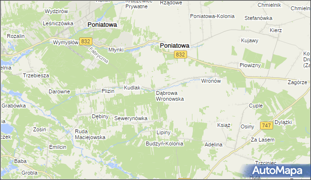 mapa Dąbrowa Wronowska, Dąbrowa Wronowska na mapie Targeo