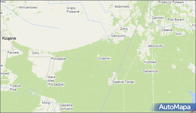 mapa Grabnik gmina Rząśnik, Grabnik gmina Rząśnik na mapie Targeo