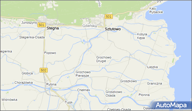 mapa Grochowo Drugie, Grochowo Drugie na mapie Targeo