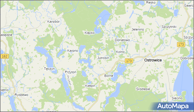mapa Jutrosin gmina Ostrowice, Jutrosin gmina Ostrowice na mapie Targeo