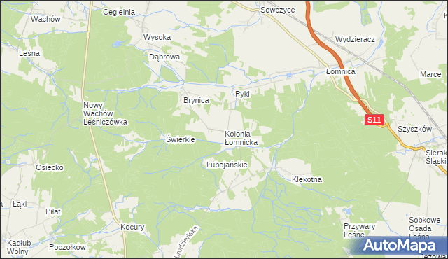 mapa Kolonia Łomnicka, Kolonia Łomnicka na mapie Targeo
