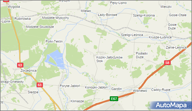 mapa Koziki-Jałbrzyków Stok, Koziki-Jałbrzyków Stok na mapie Targeo