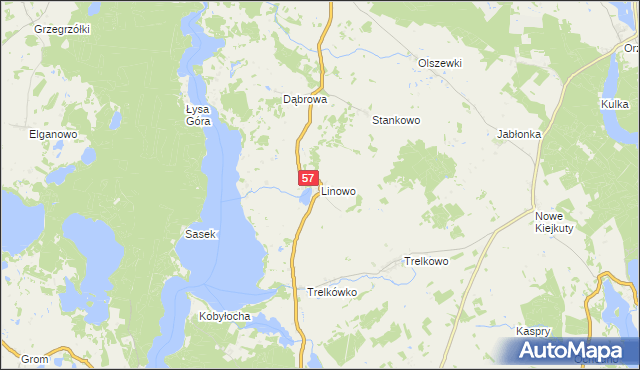 mapa Linowo gmina Dźwierzuty, Linowo gmina Dźwierzuty na mapie Targeo