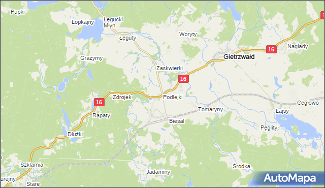 mapa Podlejki, Podlejki na mapie Targeo