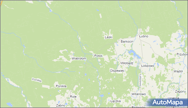 mapa Potok gmina Miastko, Potok gmina Miastko na mapie Targeo