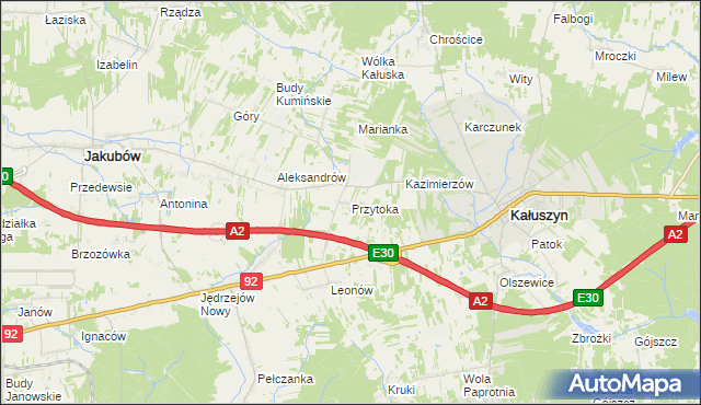 mapa Przytoka gmina Kałuszyn, Przytoka gmina Kałuszyn na mapie Targeo