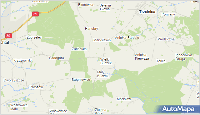 mapa Wielki Buczek gmina Rychtal, Wielki Buczek gmina Rychtal na mapie Targeo
