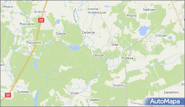 mapa Zacisze gmina Lubiszyn, Zacisze gmina Lubiszyn na mapie Targeo