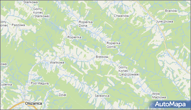 mapa Brelików, Brelików na mapie Targeo