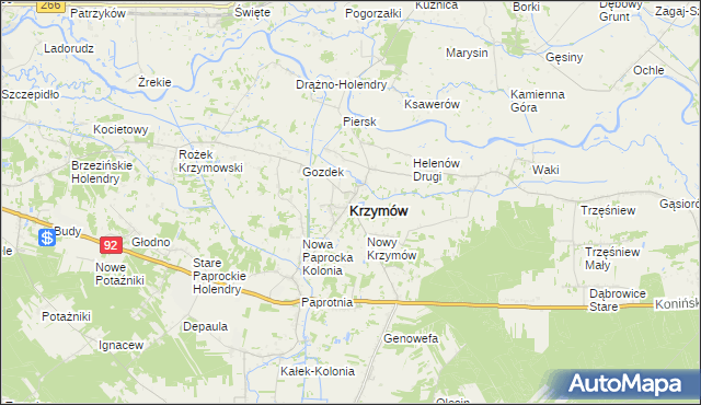 mapa Krzymów powiat koniński, Krzymów powiat koniński na mapie Targeo