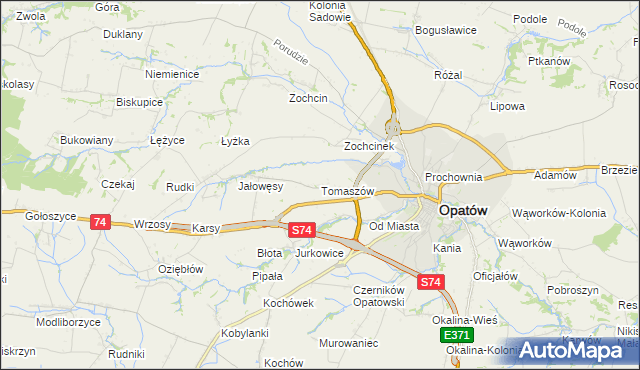 mapa Tomaszów gmina Opatów, Tomaszów gmina Opatów na mapie Targeo