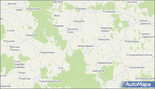 mapa Władysławów gmina Tuczna, Władysławów gmina Tuczna na mapie Targeo